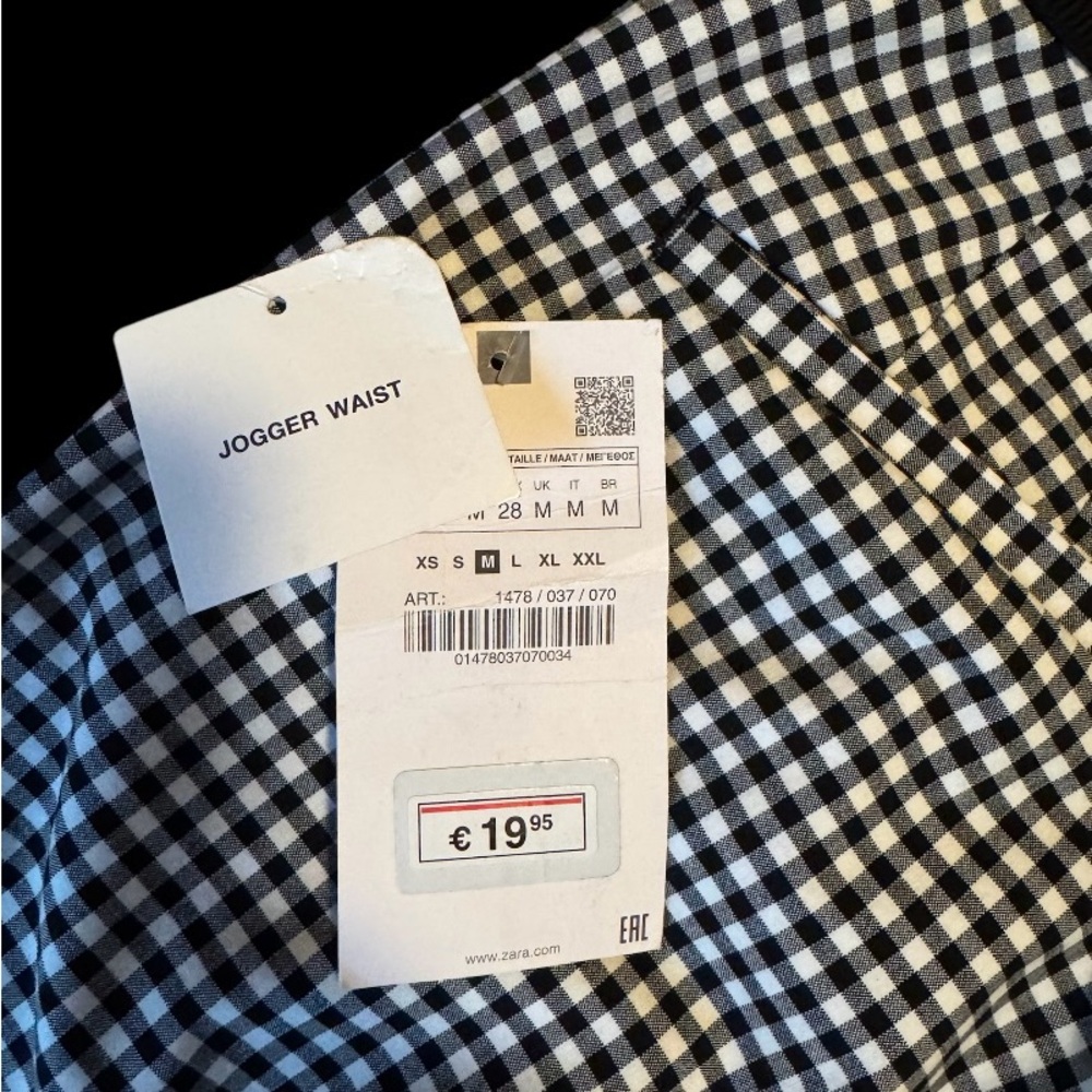 Zara Black and White Checkered Joggers